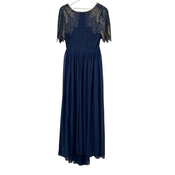 ASOS Virgos Lounge Lena Maxi Dress Navy Size 6 Beaded Embellished Evening Gown - Picture 1 of 16